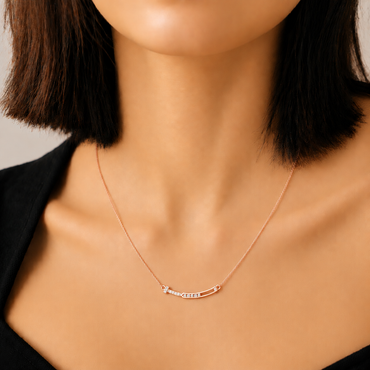 Radiant Arc Bar Rose Gold Plated Necklace