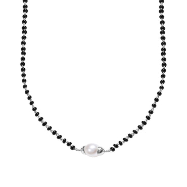 MAIRA 925 Sterling Silver Black Mani With Pearl Mangalsutra for Women, 18-inch - Rhodium-Plated | Anti-Tarnish | 6- Month Warranty