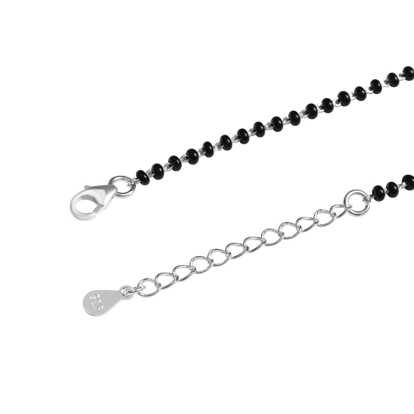 MAIRA 925 Sterling Silver Stylish Zircon Black Mani 18 inch Mangalsutra Jewellery for Women