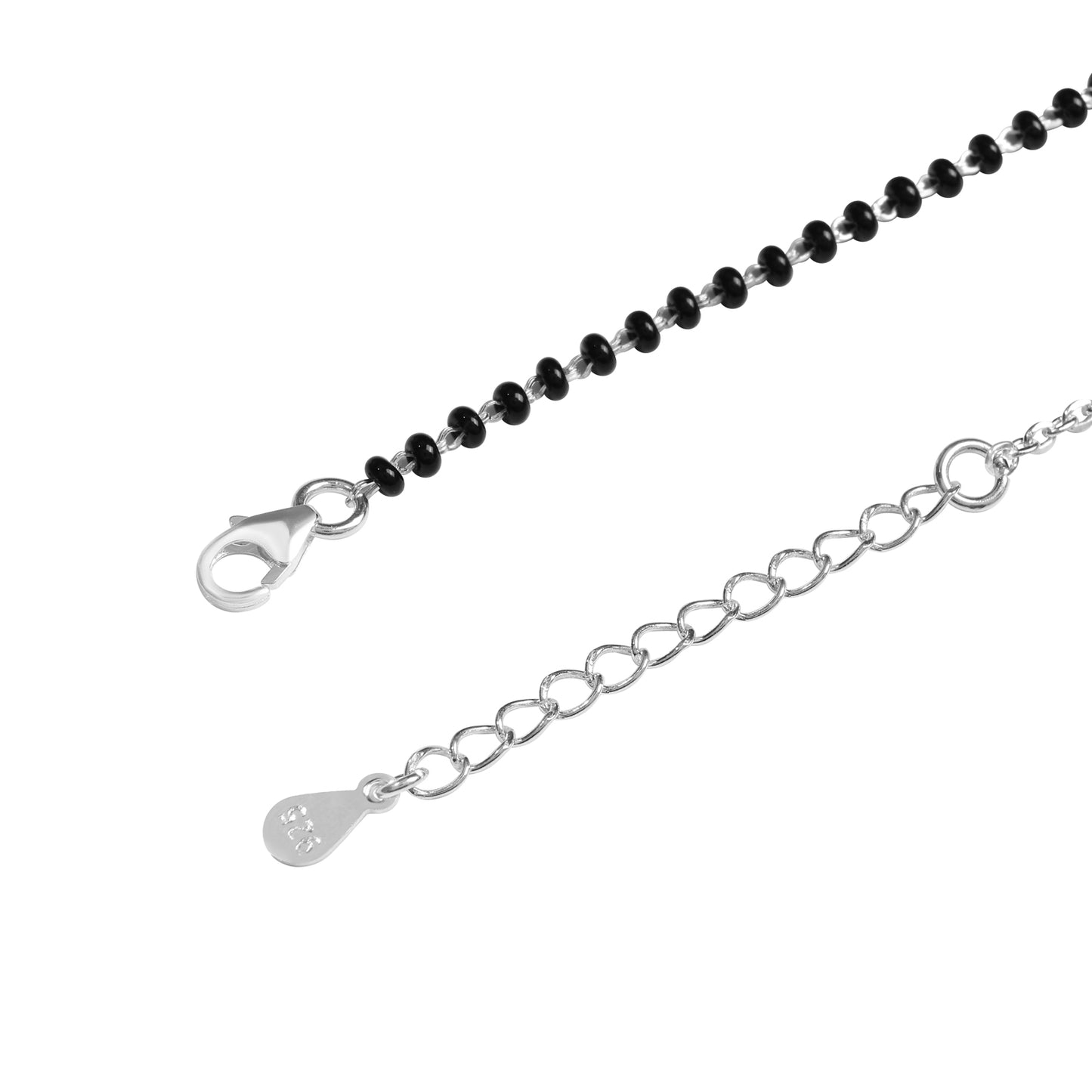 MAIRA 925 Sterling Silver Pearl Black Mani 18-inch Mangalsutra Jewellery for Women | Rhodium-Plated | Anti-Tarnish | 6- Month Warranty