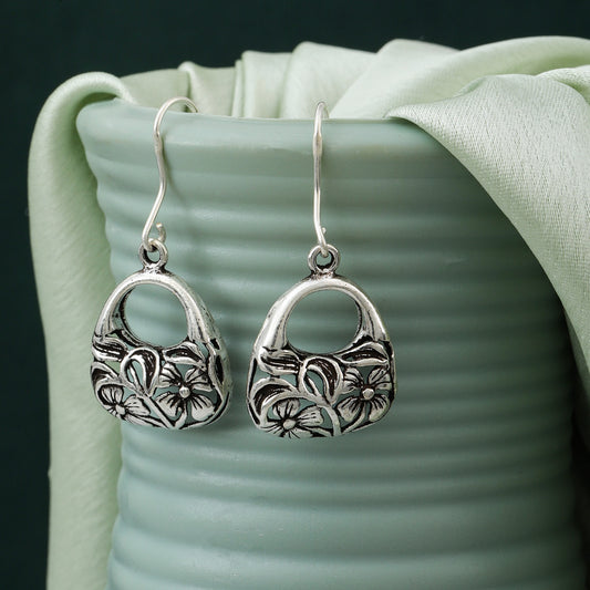 MAIRA Carved Classic 925 Sterling Silver Traditional Anitique Hoop Earrings for Women