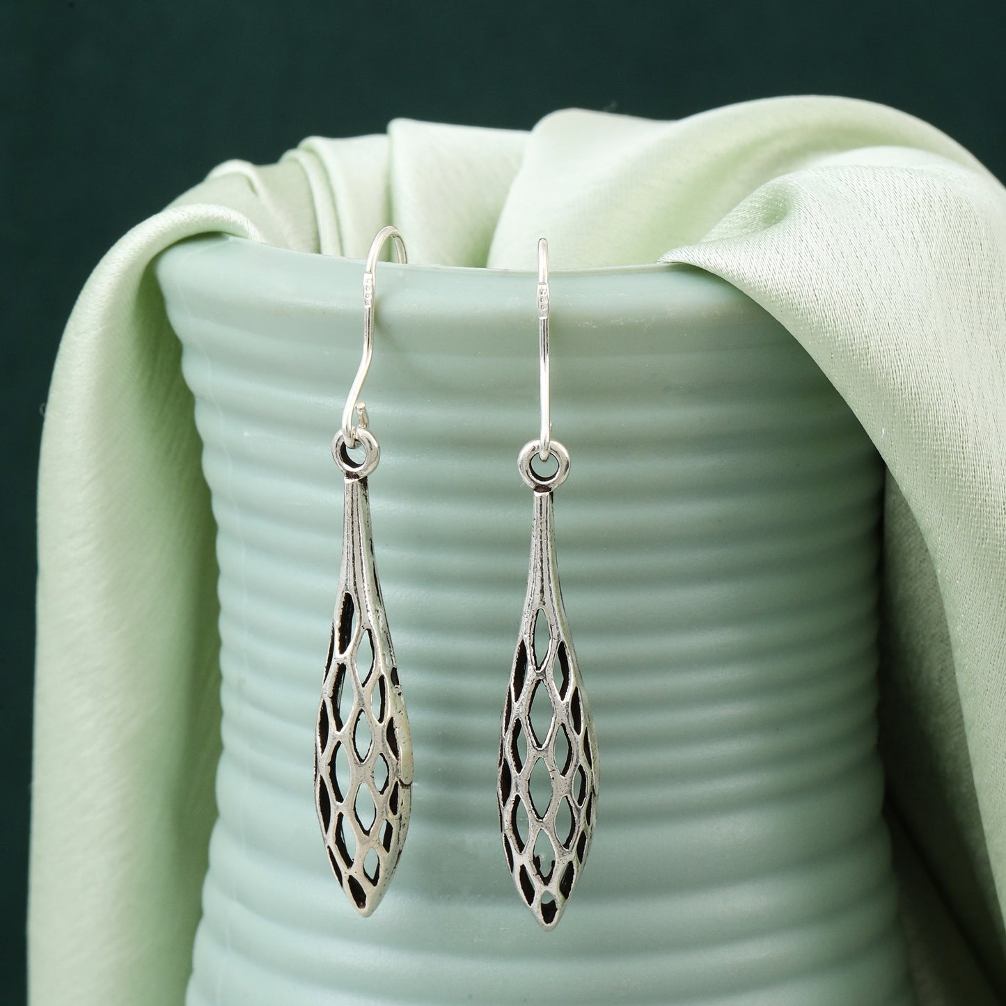 MAIRA Carved Classic 925 Sterling Silver Traditional Anitique Hoop Earrings for Women