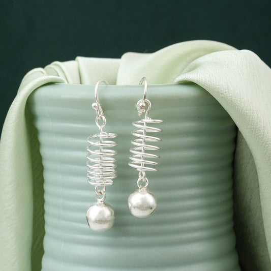 MAIRA Antique 925 Silver Contemporaray officewear Spring Round Earrings for Women/ Gift for Girls