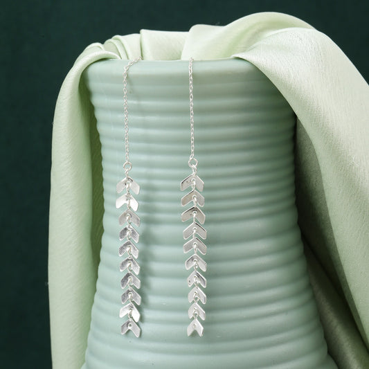 MAIRA Sui Dagha Long Petal Drop Stylish Chrams Sterling Silver Earrings Jewellery Valentine Gift for Working Women / Girls