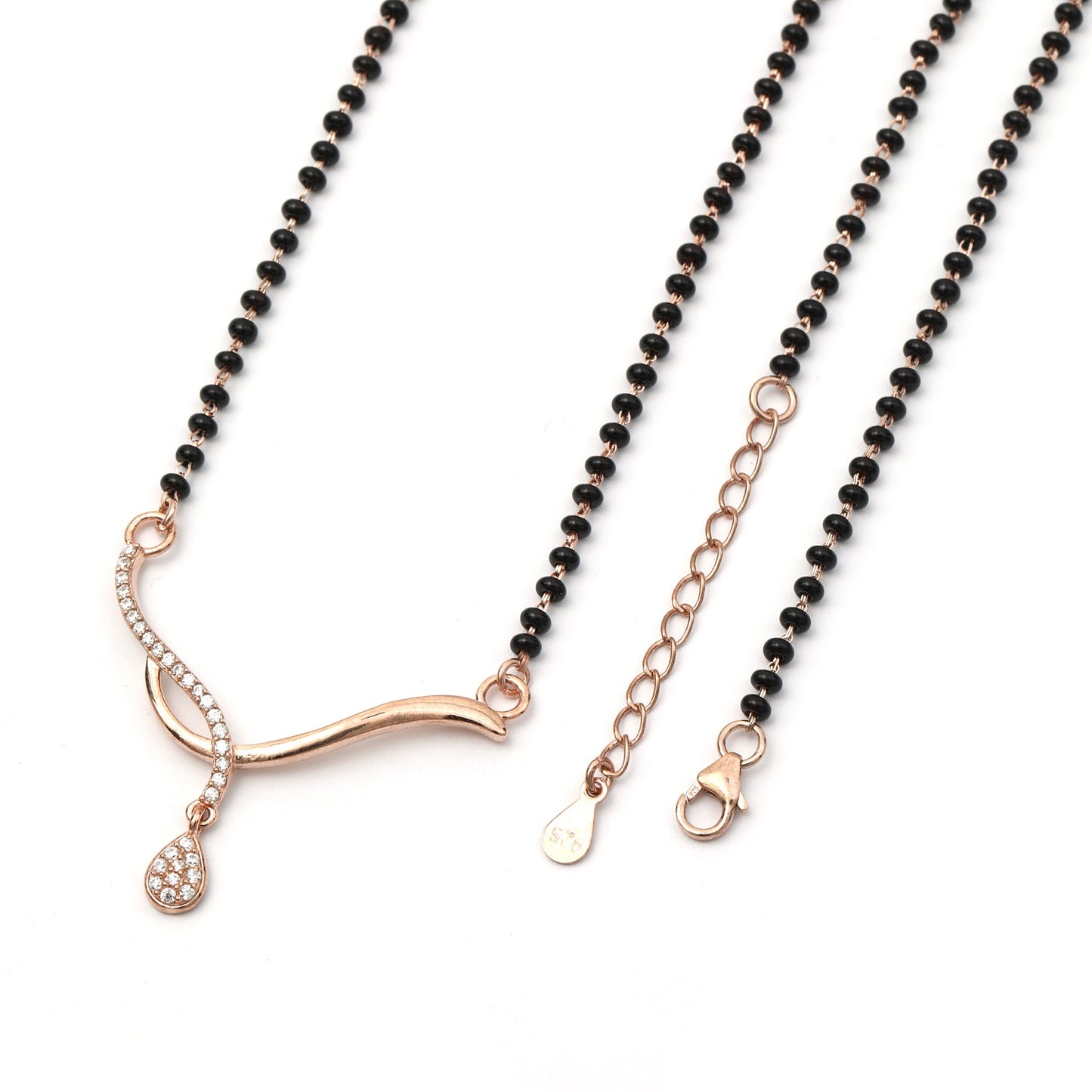 MAIRA 925 Sterling Silver Officewear RoseGold Plated Black Mani Mangalsutra Gift For Wife/ Women