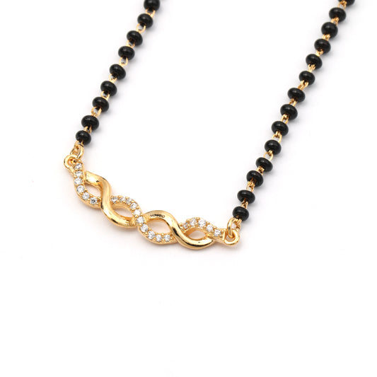 MAIRA 925 Sterling Silver Latest 18K Gold Plated Black Mani Mangalsutra Gift For Wife/ Women
