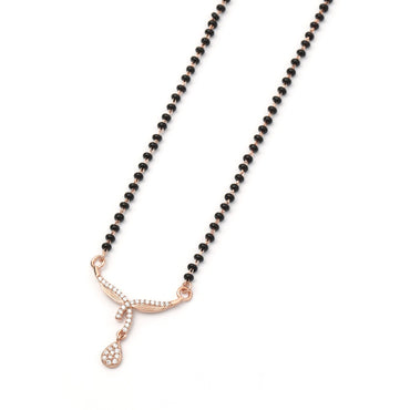 MAIRA 925 Sterling Silver Dailywear RoseGold Plated Black Mani Mangalsutra Gift For Wife/ Women