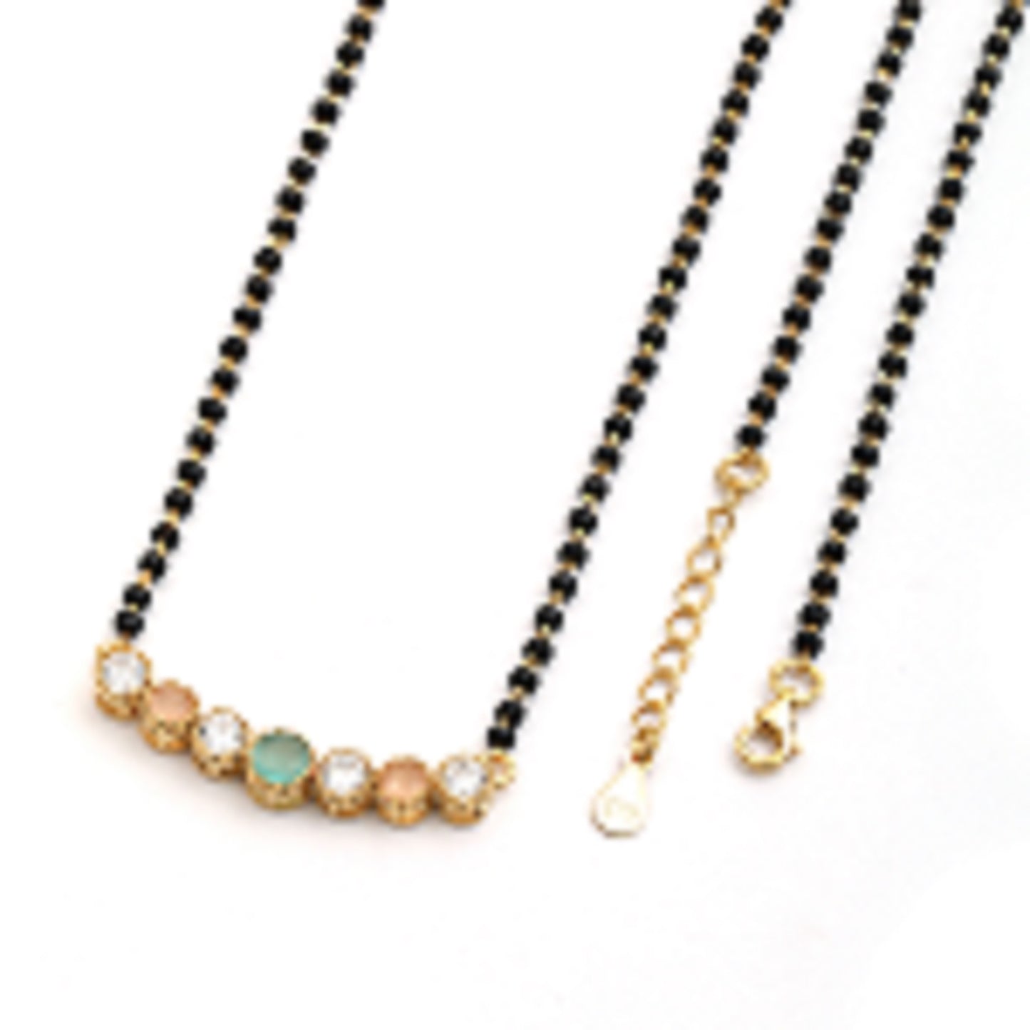 MAIRA Gold Plated 92.5 Sterling Silver Black Beads Working Women Necklcae Mangalsutra Jewellery