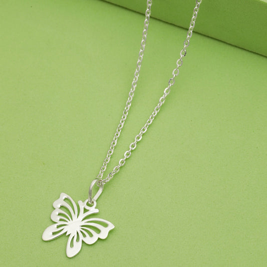 MAIRA Stylish & Simple 925 Sterling Silver Rhodium Plated Butterfly Pendant Chain Necklace Jewellery / Gift for Girls & Women