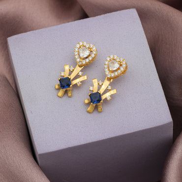 MAIRA 925 Sterling Silver 18 K Gold Plated Swiss Zirconia Valentine Gift Earrings for Girls/Women