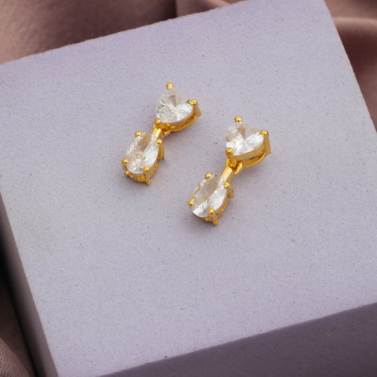 MAIRA 925 Sterling Silver 18 K Gold Plated Swiss Zirconia Earrings for Girls / Women