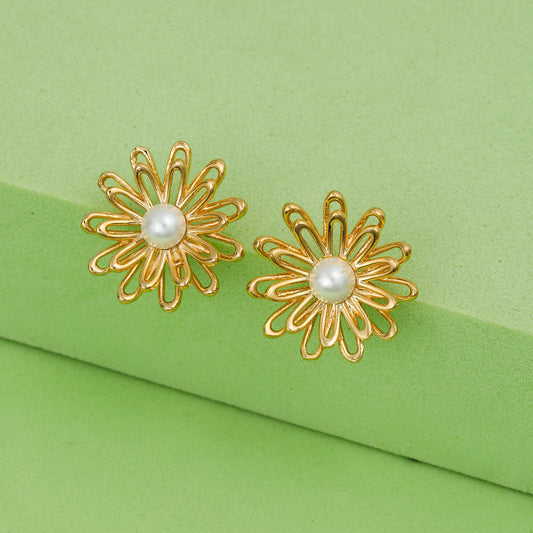 MAIRA 925 Sterling Silver Floral Gold Plated Earrings For women/ Girls