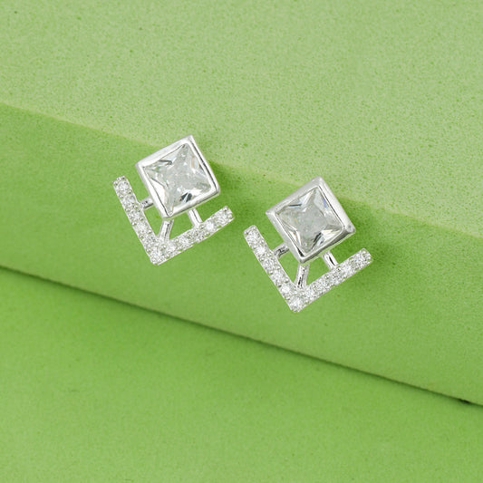Maira 925 Sterling Silver Zircon Stud Earrings For Women & girls