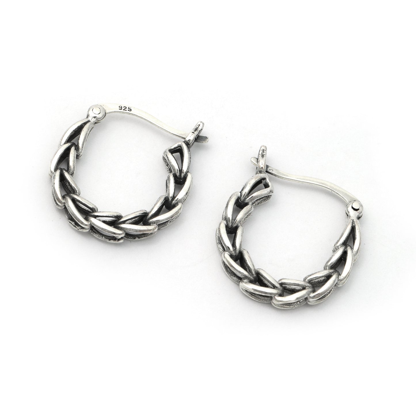 MAIRA 925 Sterling Silver Lightweight Antique Bali Hoop Earrings for Women and Girls