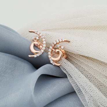 MAIRA 925 Sterling Silver Rose Gold Valentine Necklace With Earrings for Girls / Women