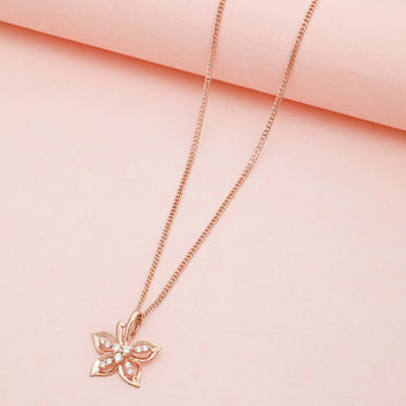 MAIRA 925 Sterling Silver Rose Gold Valentine Necklace With Earrings for Girls / Women