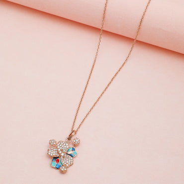 MAIRA 925 Sterling Silver Rose Gold Valentine Necklace With Earrings for Girls / Women