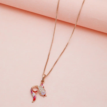 MAIRA 925 Sterling Silver Rose Gold pisces Design Valentine Necklace With Earrings for Girls / Women