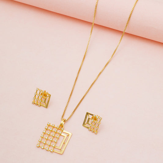 MAIRA 925 Sterling Silver 18kGold plated Necklace With Earrings for Girls / Women