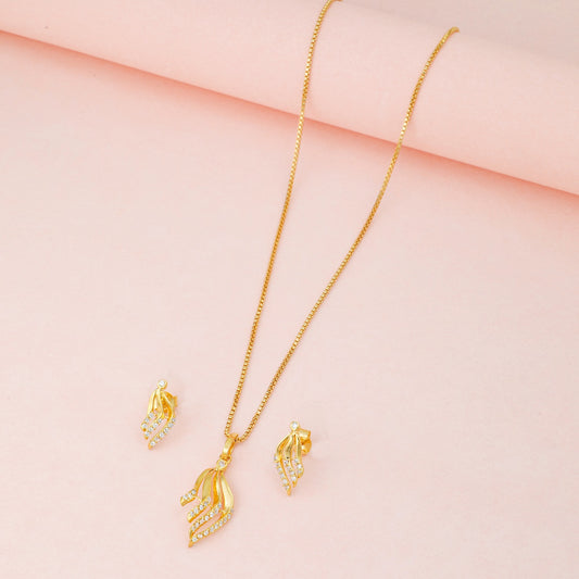 MAIRA 925 Sterling Silver 18kGold plated Necklace With Earrings for Girls / Women