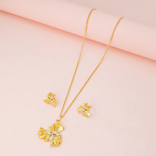 MAIRA 925 Sterling Silver 18kGold plated Necklace With Earrings for Girls / Women