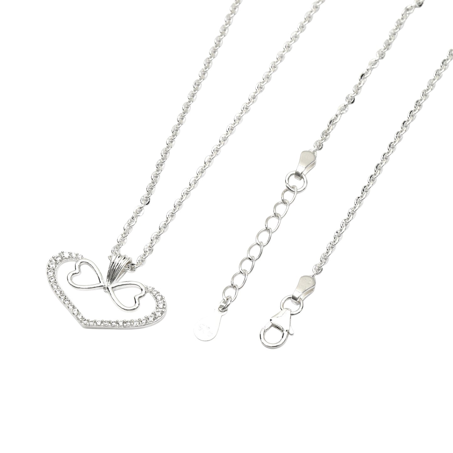 MAIRA 925 Sterling Silver Heart Design Pendant Necklace Chain For Girls & Women