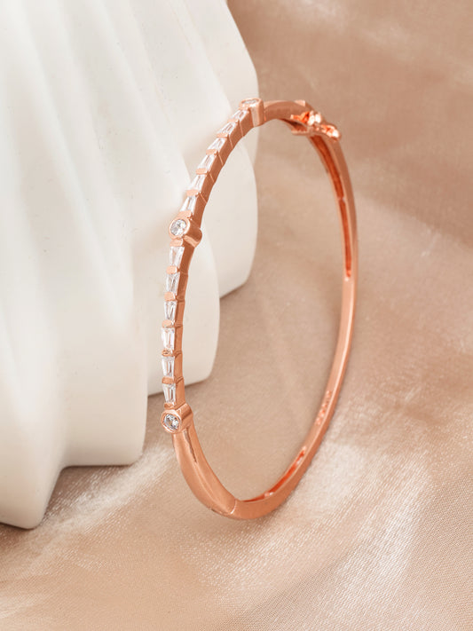 MAIRA RoseGold Plated Swiss Zirconia Sterling Silver Kada Bracelet for Women / Gift for Girls