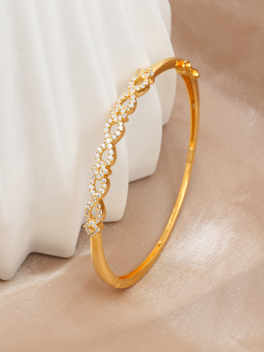 MAIRA Sparkling 925 Sterling Silver 18 k Gold Plated Infinity Valentine Kada Bracelet Jewellery / Gift for Women