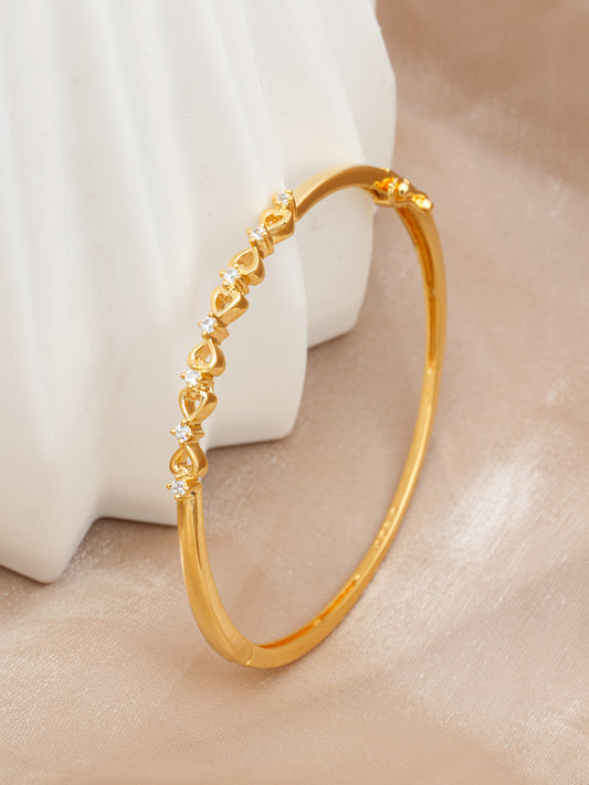 MAIRA 925 Sterling Silver 18 k Gold Plated Valentine Heart Kada Bracelet Jewellery / Gift for Women