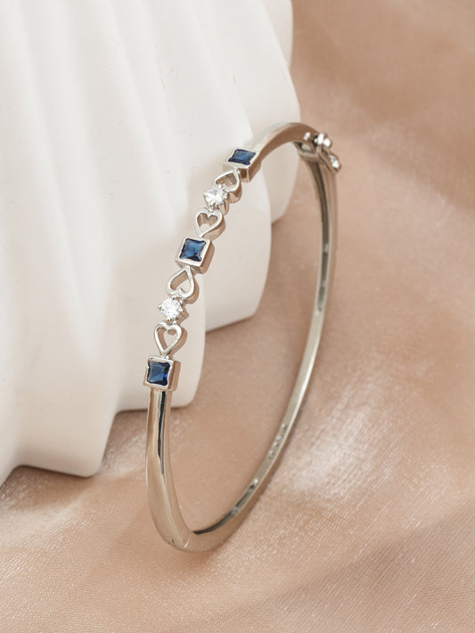 MIARA Sterling Silver Rhodium Plated Stylish Kada Bracelet Jewellery / Gift for Women