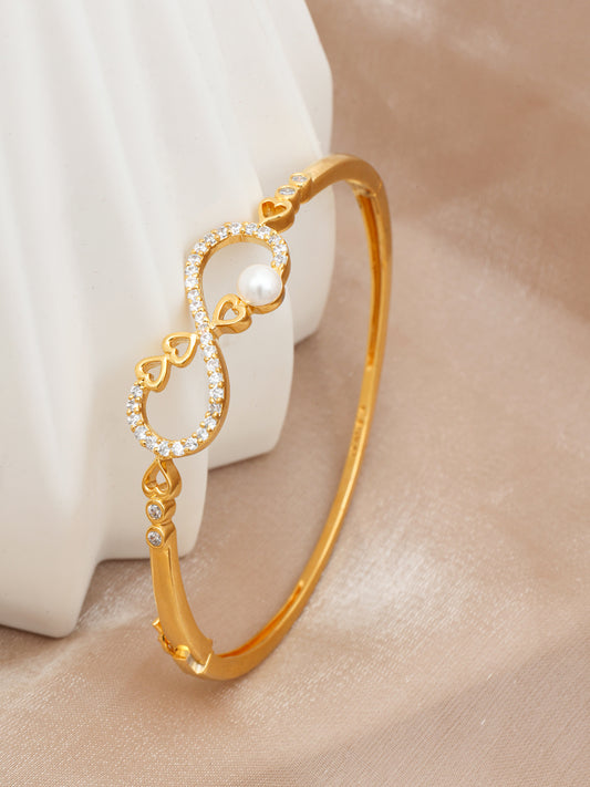 MAIRA Sparkling Gold Plated 925 Sterling Silver Infinity Kada Bracelet / Gift for Women