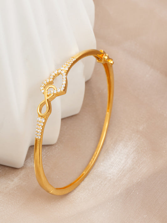 MAIRA 925 Sterling Silver 18 k Gold Plated Infinity Valentine Heart Kada Bracelet Jewellery / Gift for Women