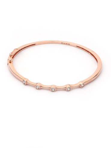 MAIRA RoseGold Plated Swiss Zirconia Sterling Silver Kada Bracelet for Women / Gift for Girls