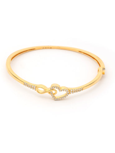 MAIRA 925 Sterling Silver 18 k Gold Plated Infinity Valentine Heart Kada Bracelet Jewellery / Gift for Women
