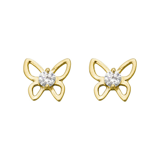 MAIRA 925 Sterling Silver 18K Gold Plated Butterfy Studs Earrings for Women / Girls