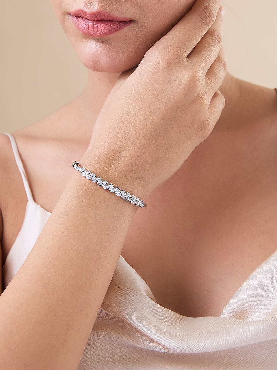 MAIRA Sparkling 925 Sterling Silver Valentine Kada Bracelet Jewellery / Gift for Women