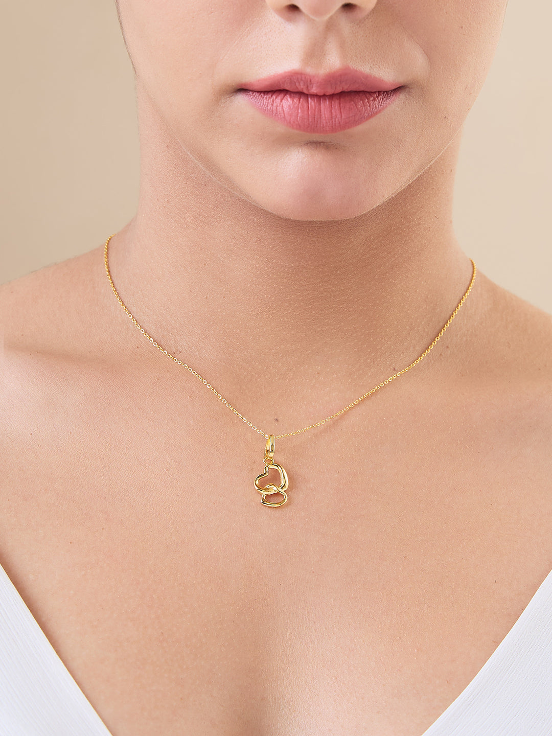 MAIRA Twin Heart Gold Plated 925 Sterling Silver Valentine Pendant Chain Necklace Jewellery / Gift for Women