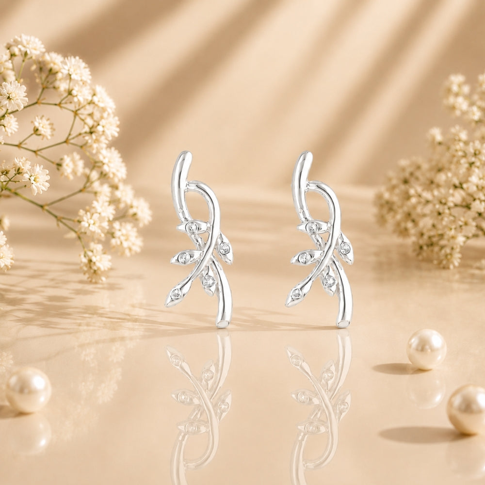 Silver Leaf Glow Earrings