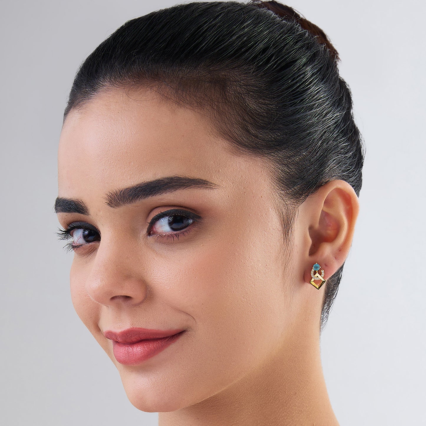 MAIRA 925 Sterling Silver 18 K Gold Plated Swiss Zirconia Valentine Gift Earrings for Girls/Women