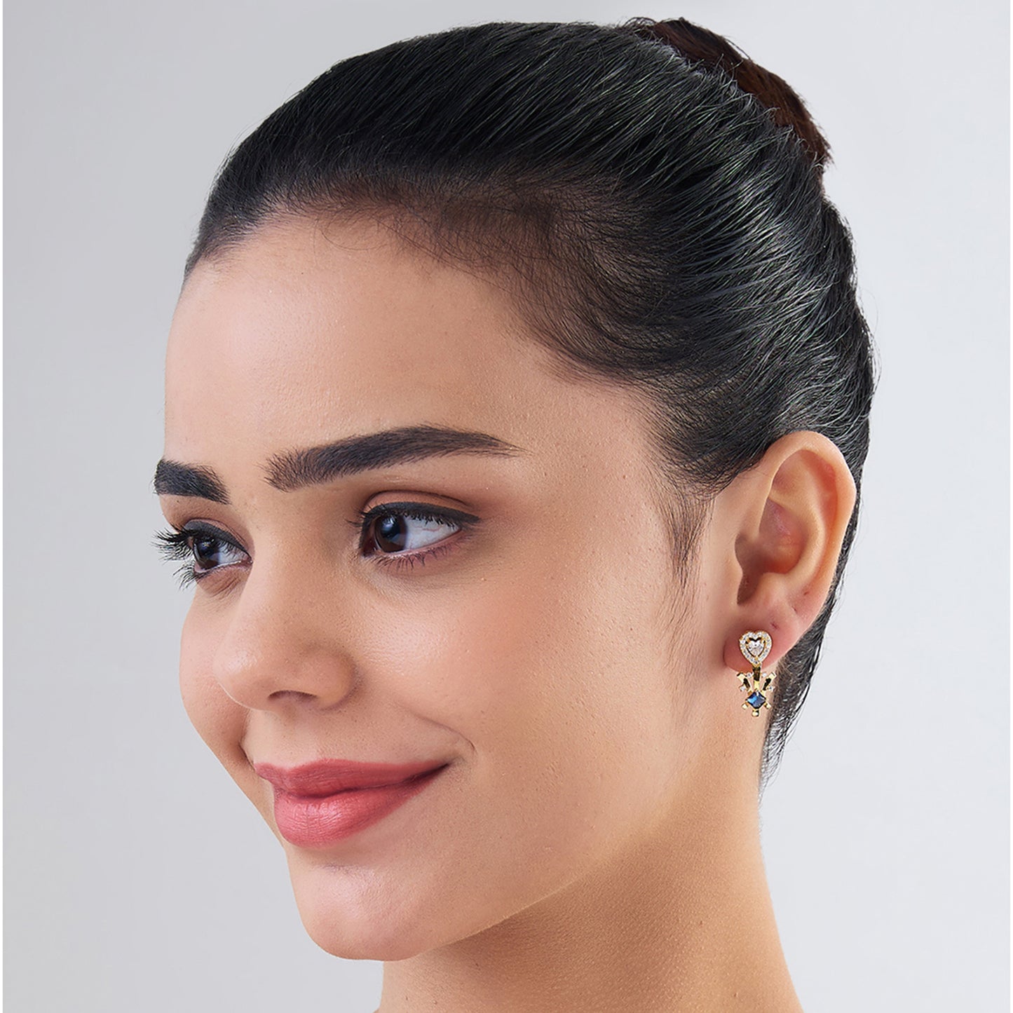 MAIRA 925 Sterling Silver 18 K Gold Plated Swiss Zirconia Valentine Gift Earrings for Girls/Women