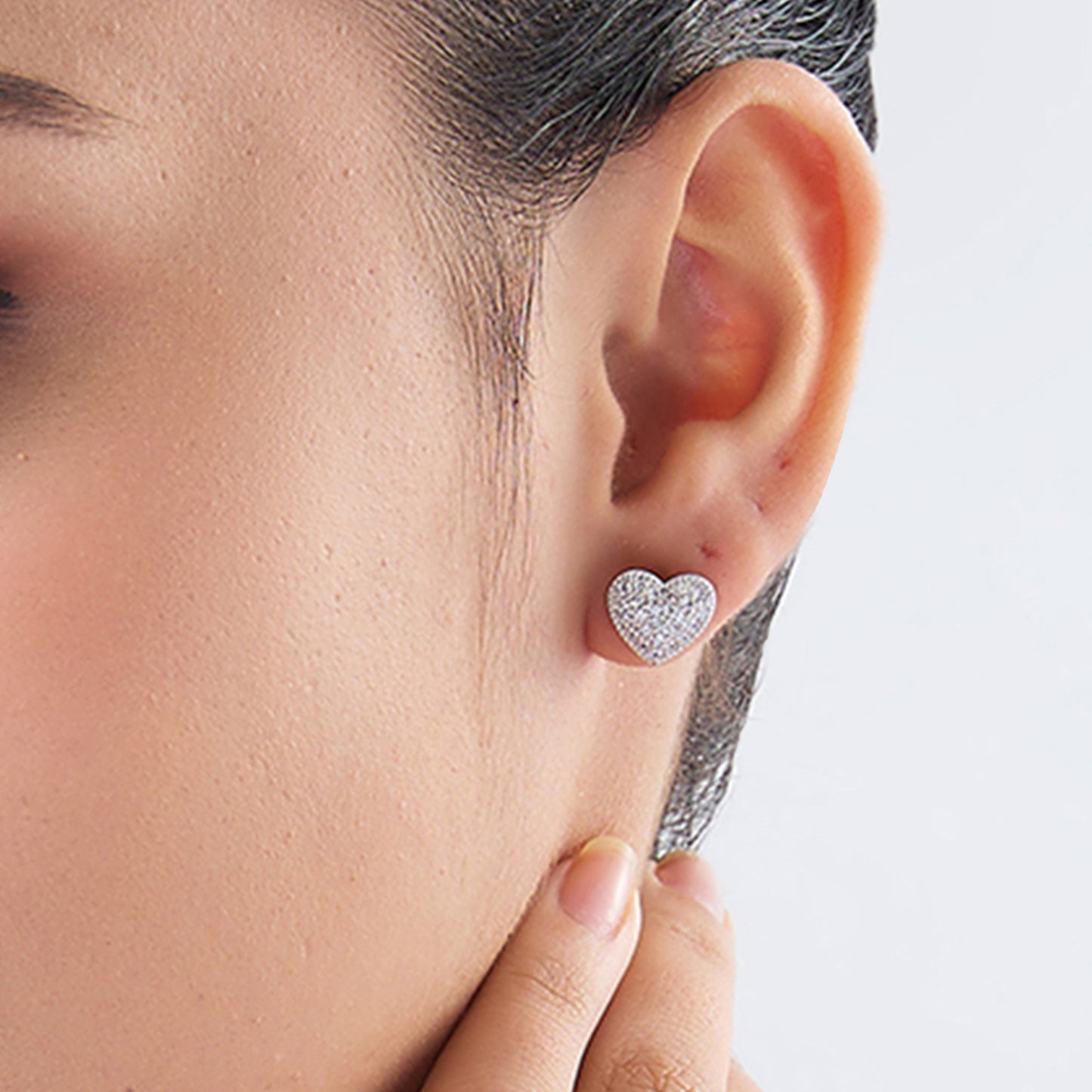 MAIRA Glittering Swiss Zirconia Heart Shaped Valentine Studs Earrings for Women/ Girls