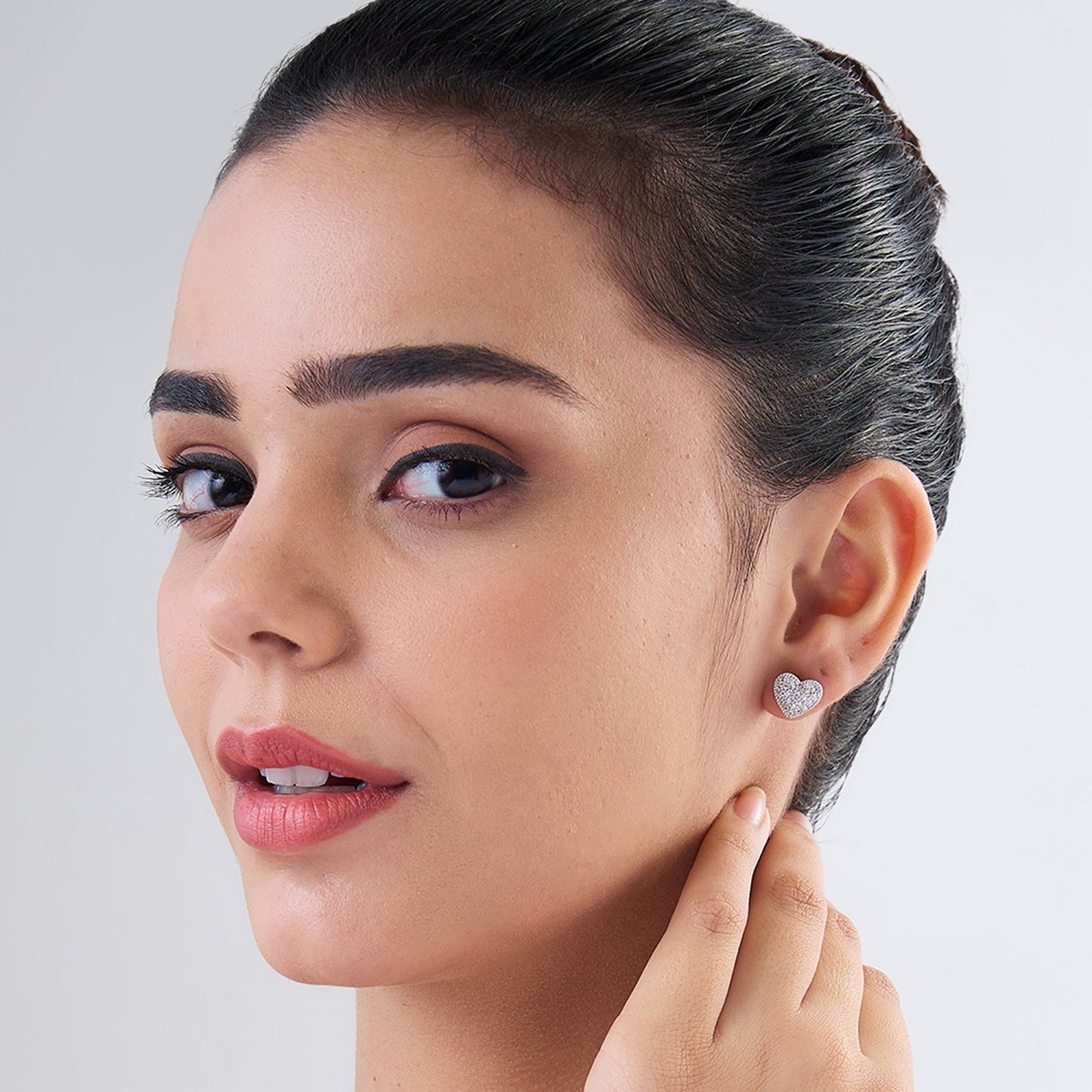 MAIRA Trendy made witht CZ stones Stunning 925 sterling Silver Earrings for Girls / Valentine Gift Heart Earrings for Women