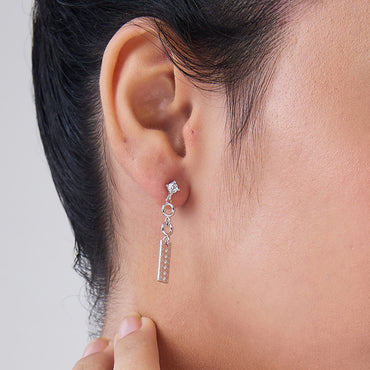 MAIRA Rectangle Drop Dailywear 925 Sterling Silver Earrings / Gift for Girls & Women