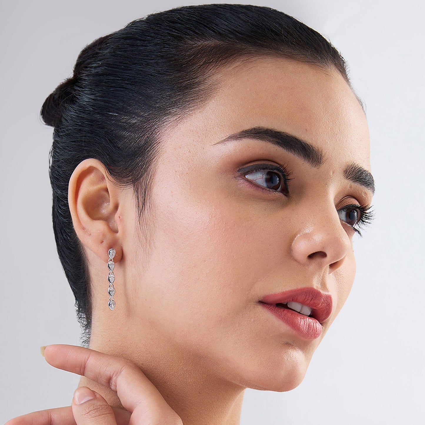 MAIRA Made with 925 Sterling Silver and Swiss Zirconia Partywear Long Pear Drop Earrings Gift for Women & Girls