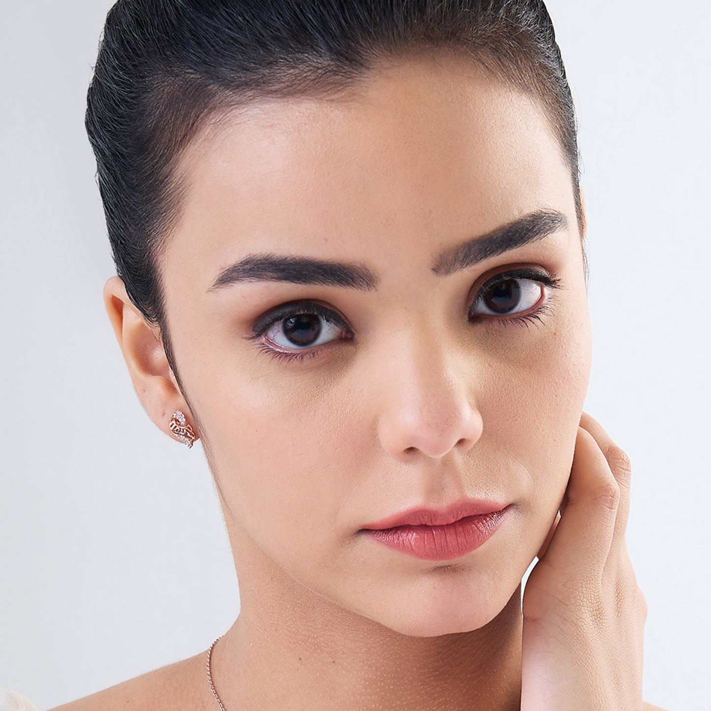 MAIRA 925 Sterling Silver Rose Gold Valentine Pendant Chain Necklace With Earrings for Girls / Women