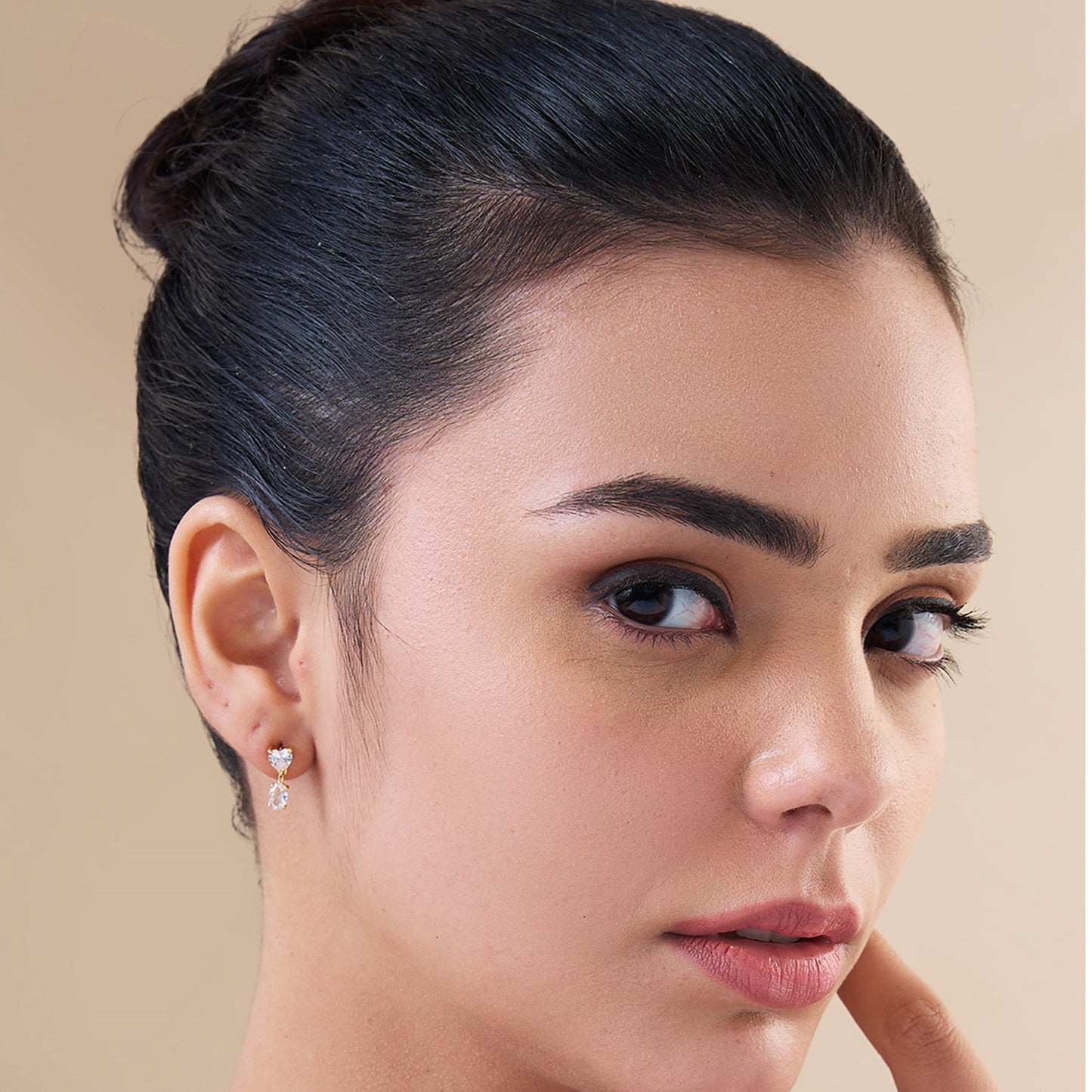 MAIRA 925 Sterling Silver 18 K Gold Plated Swiss Zirconia Earrings for Girls / Women