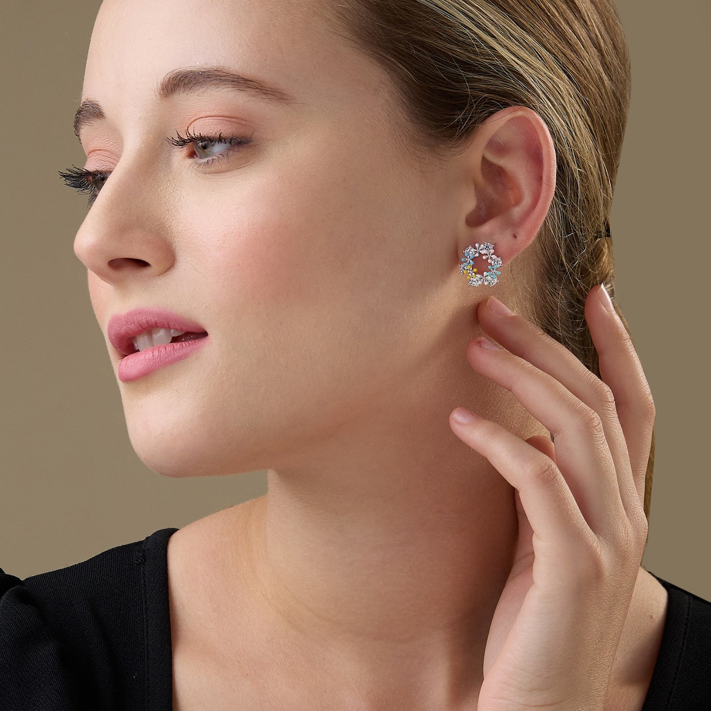 MAIRA Multicolour Enamel Floral 925 Sterling Silver Earrings Set for Women/Gift for Girls