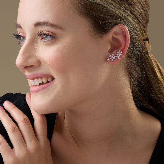 Maira Sterling Silver Floral Ear Climbers Earrings