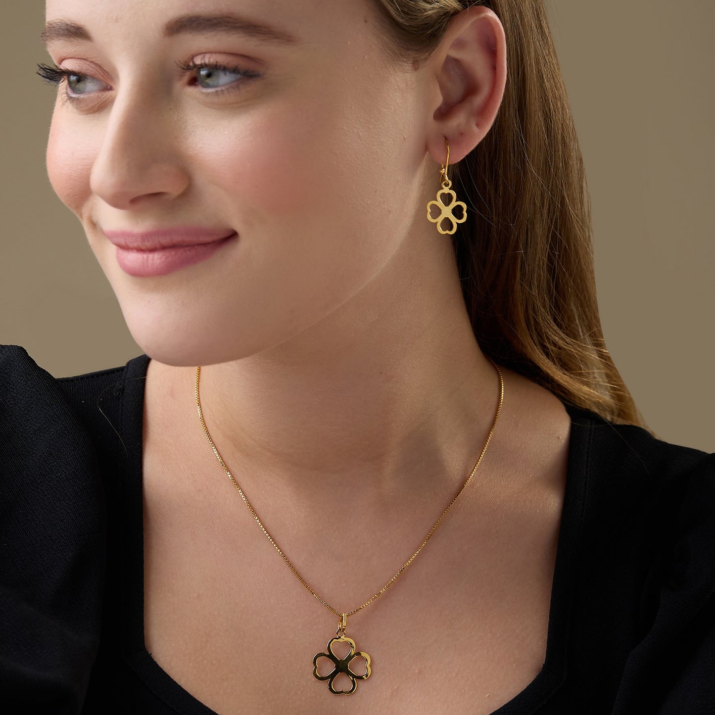 MAIRA 925 Sterling Silver 18KGold Plated Flower Design Valentine Necklace with Earrings Set for Girls / Women