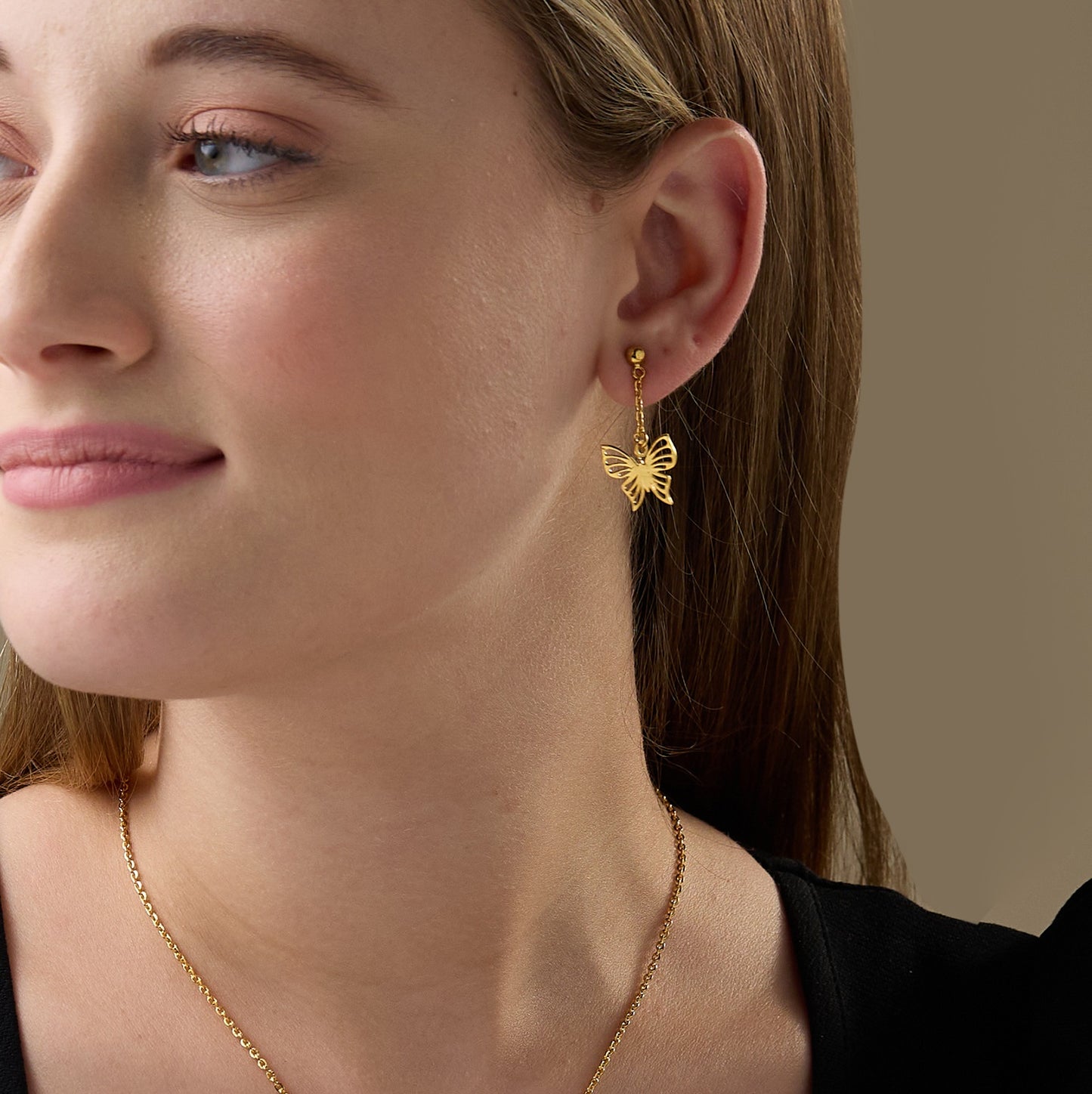MAIRA 925 Sterling Silver Butterfly 18K Gold Plated Dailywear Hoop Earrings for Women / Valentine Gift